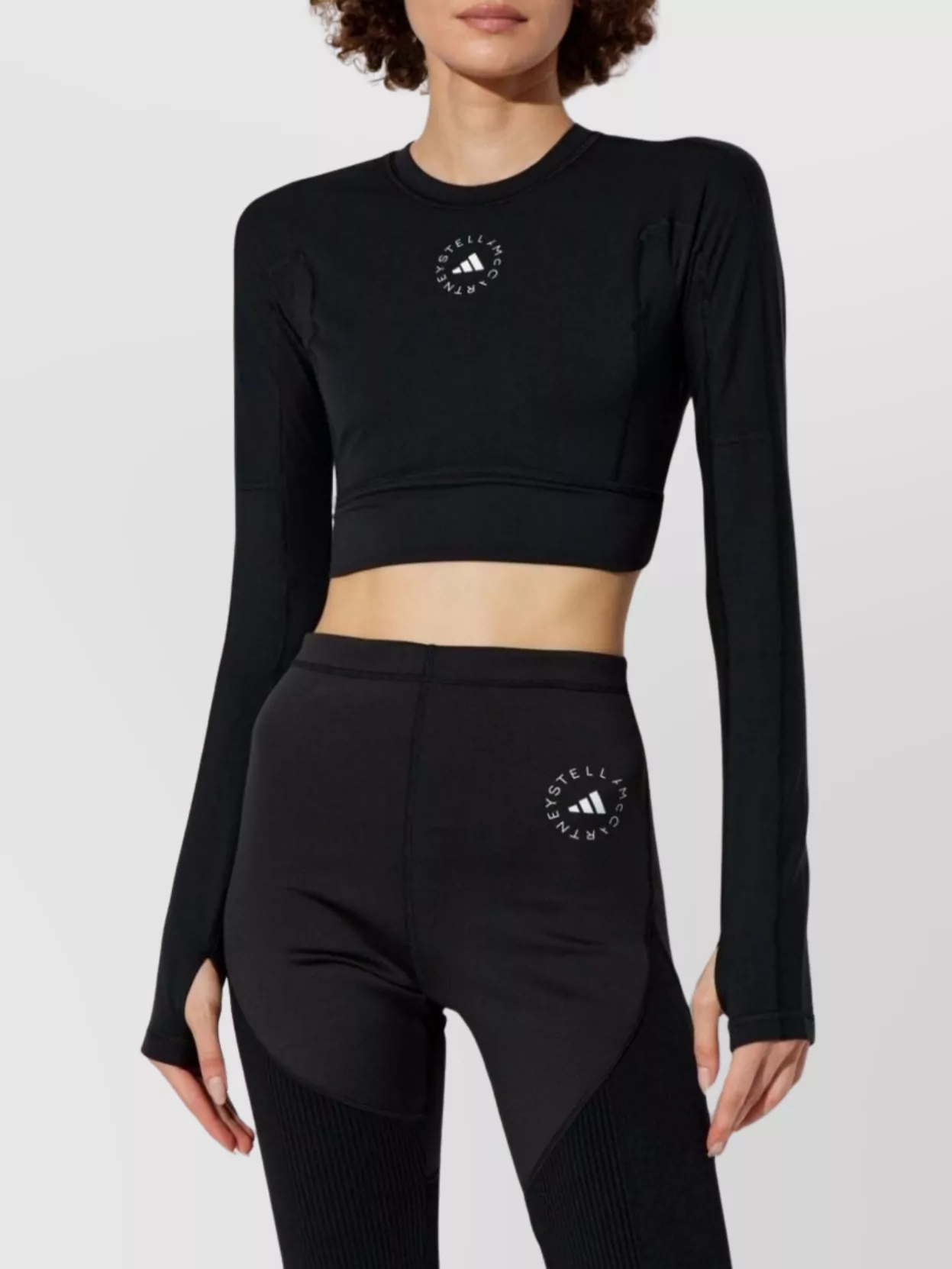 Adidas by Stella McCartney   Logo cropped long-sleeve t-shirt