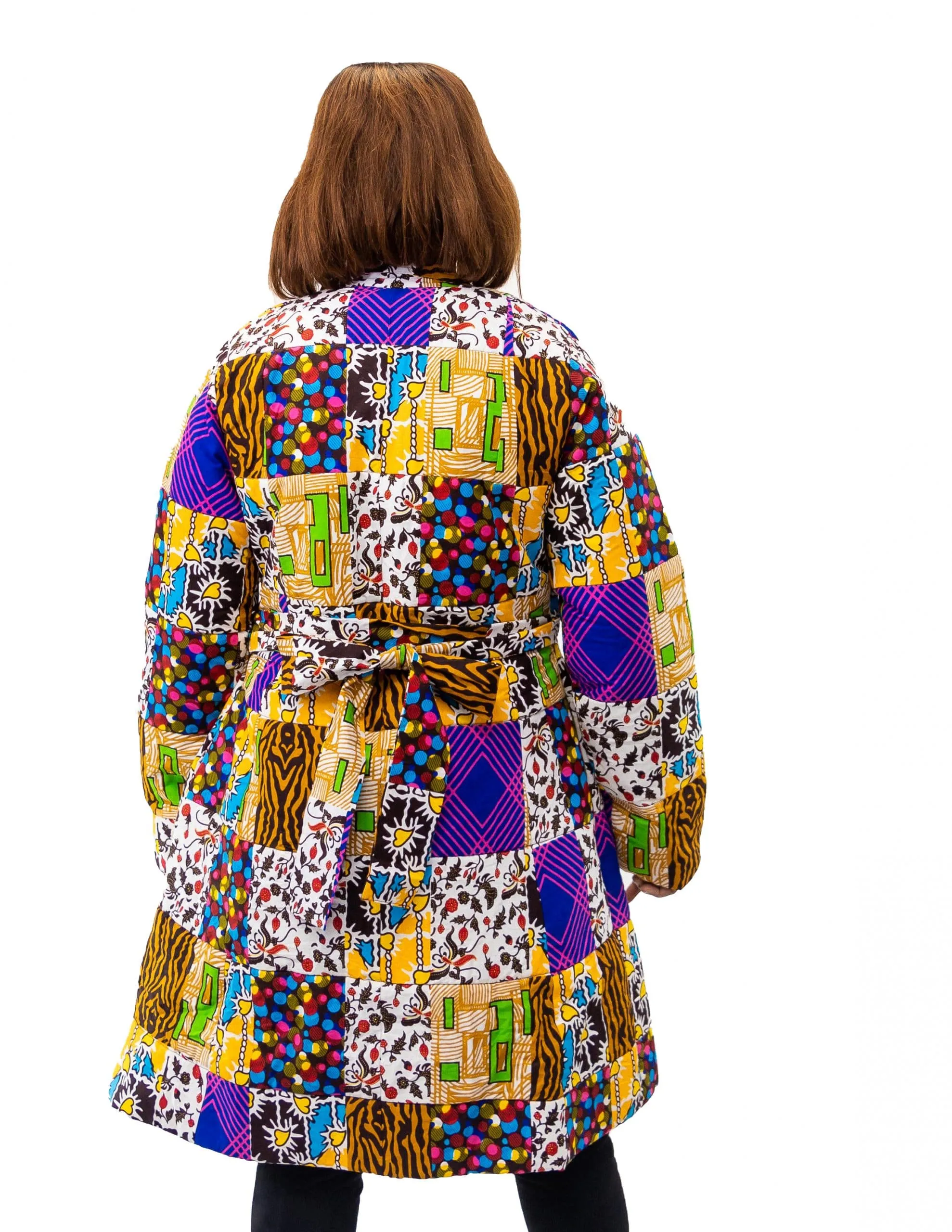 Anaya Colourful African Patchwork Print Coat - African Clothing Store | JT Aphrique