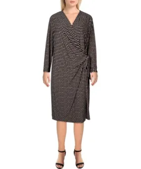 Anne Klein Womens Printed Midi Wrap Dress