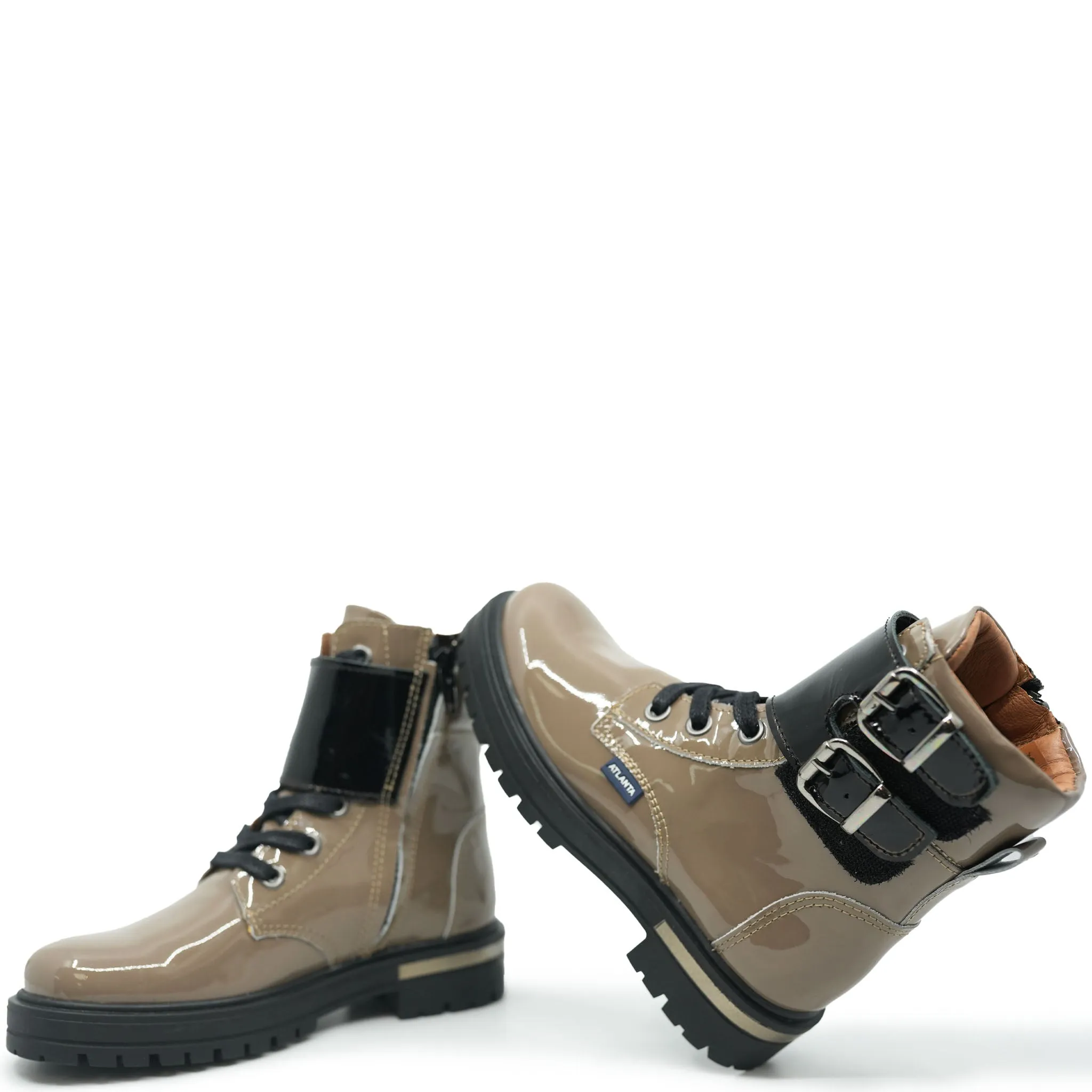 Atlanta Mocassin Toffee Patent Buckle Boot