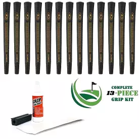 Avon Chamois - 13 piece Golf Grip Kit (with tape, solvent, vise clamp) - BLACK