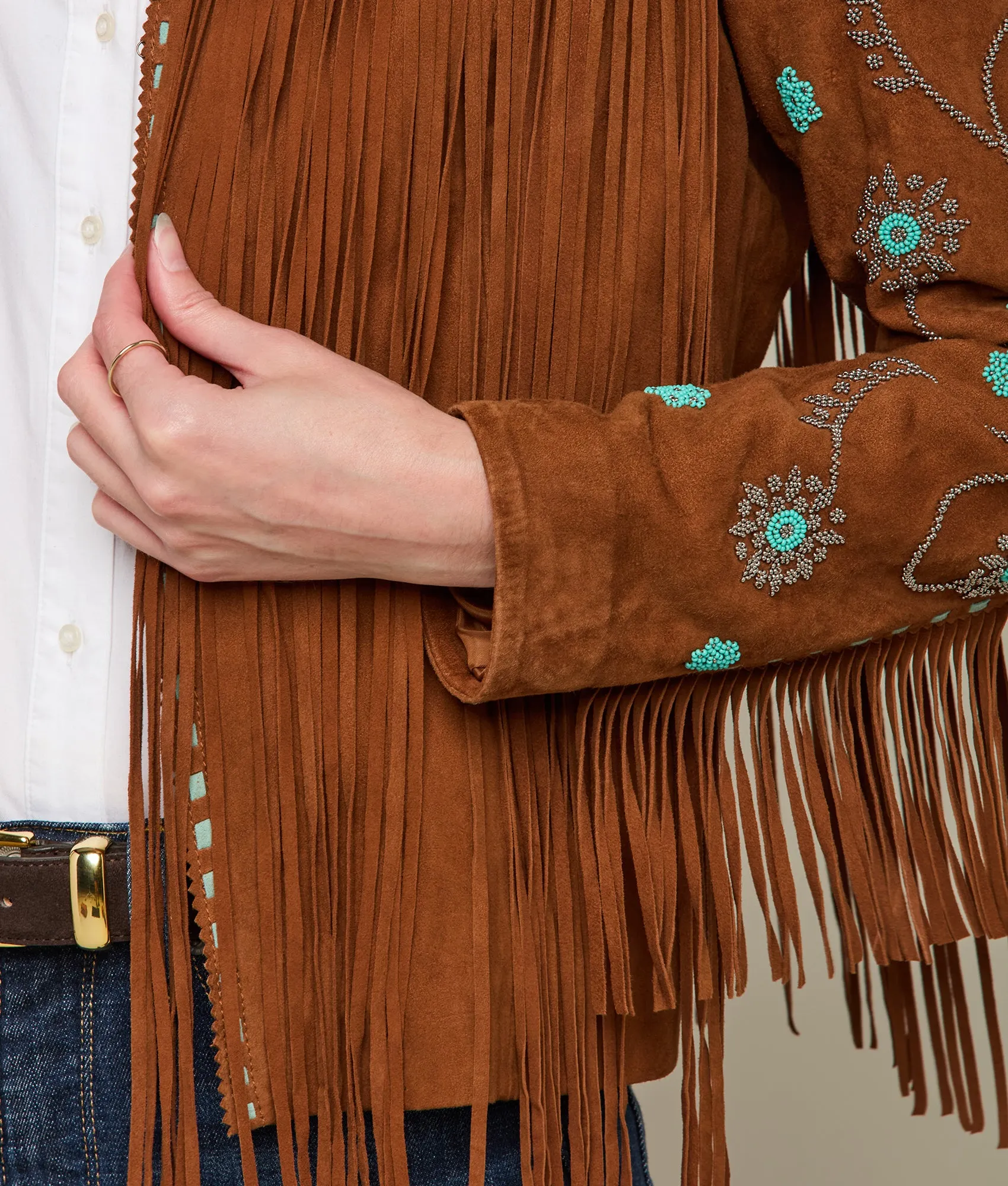 Beaded Fringe Jacket :: Brown