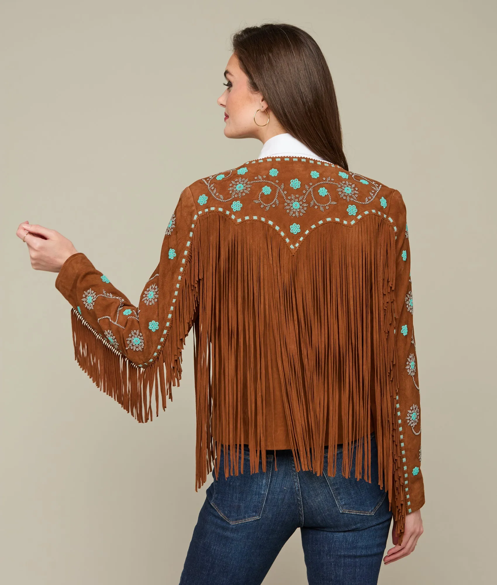 Beaded Fringe Jacket :: Brown