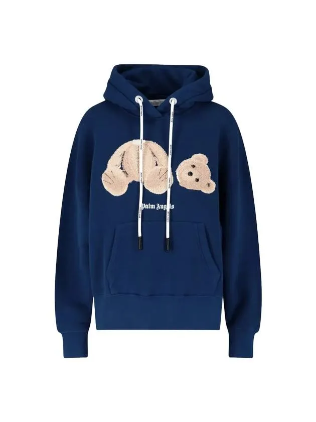 Bear Print Hooded Top Blue