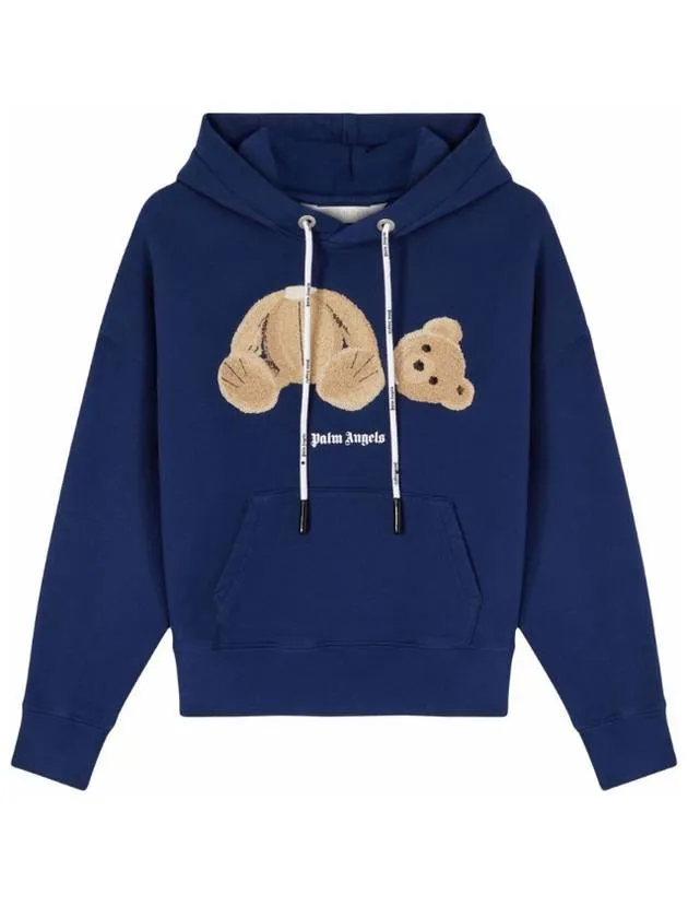 Bear Print Hooded Top Blue