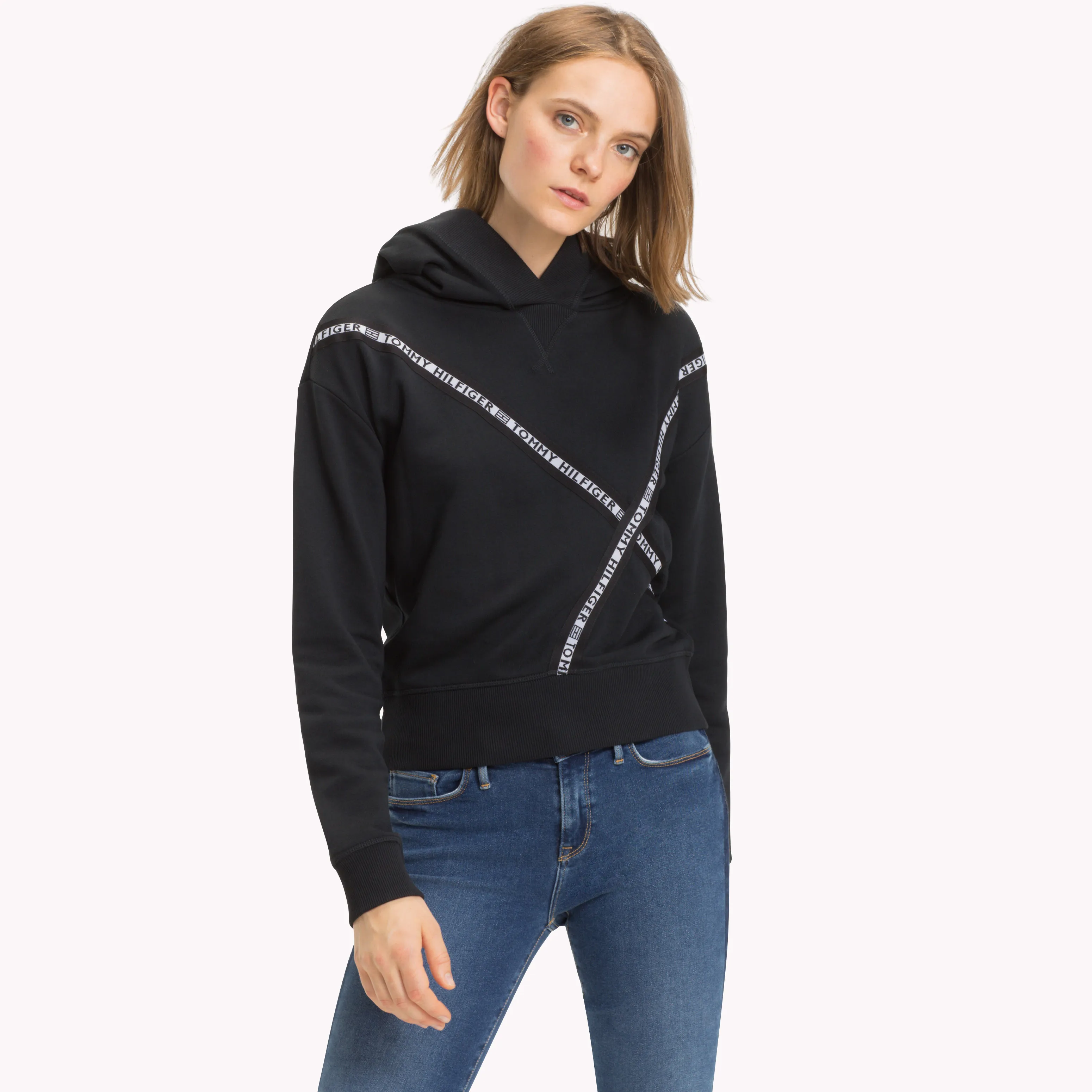 Black Louise Cropped Long Sleeve Hoodie | Sweatshirts & Hoodies | Tommy Hilfiger