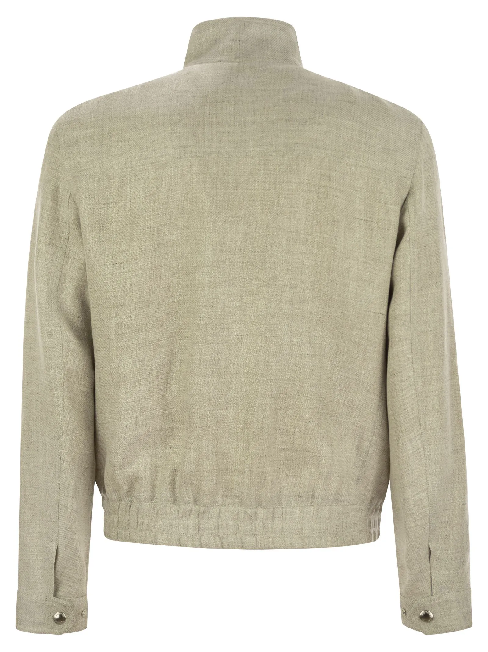 Brunello Cucinelli Linen, Wool And Silk Diagonal Bomber Jacket