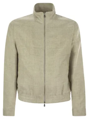 Brunello Cucinelli Linen, Wool And Silk Diagonal Bomber Jacket