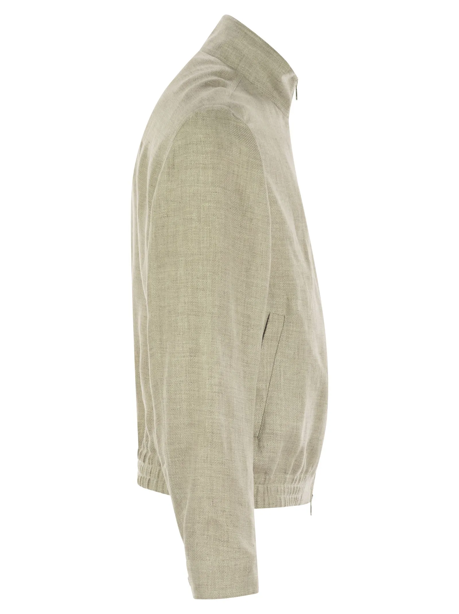 Brunello Cucinelli Linen, Wool And Silk Diagonal Bomber Jacket