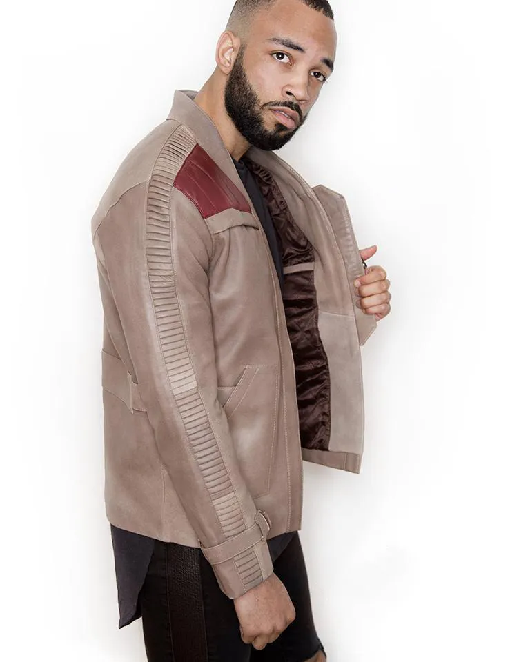 Buy Mens Star Wars Rebel Alliance Finn Poe Dameron Beige Leather Jacket | LucaJackets