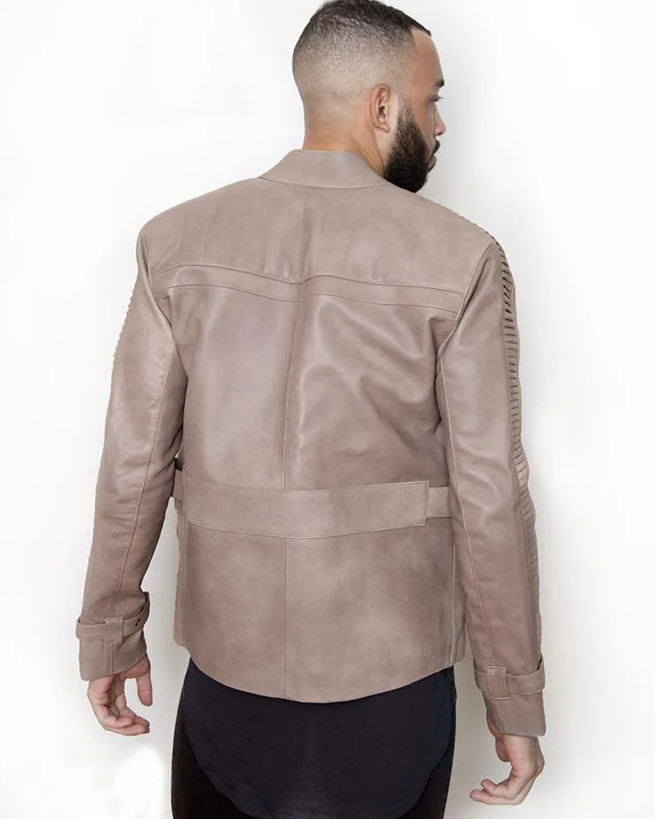 Buy Mens Star Wars Rebel Alliance Finn Poe Dameron Beige Leather Jacket | LucaJackets