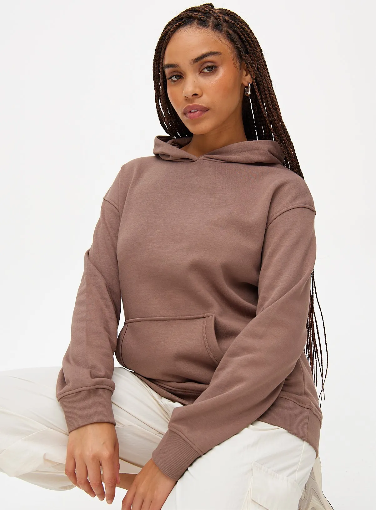 Buy Taupe Plain Overhead Hoodie S | Hoodies and sweatshirts | Tu