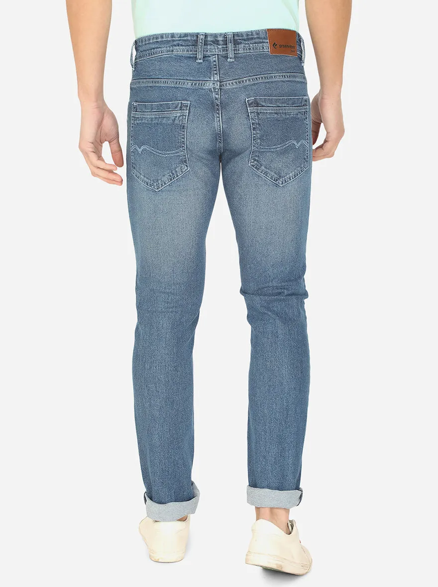 Cloud Blue Washed Narrow Fit Jeans | Greenfibre