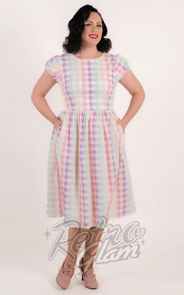 Collectif Demira-Lea Unicorn Gingham Swing Dress - S & M left only