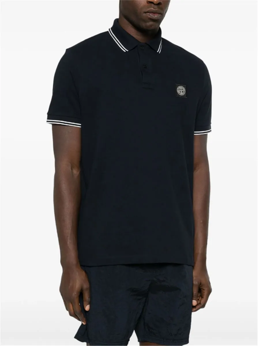 COMPASS-MOTIF COTTON POLO SHIRT