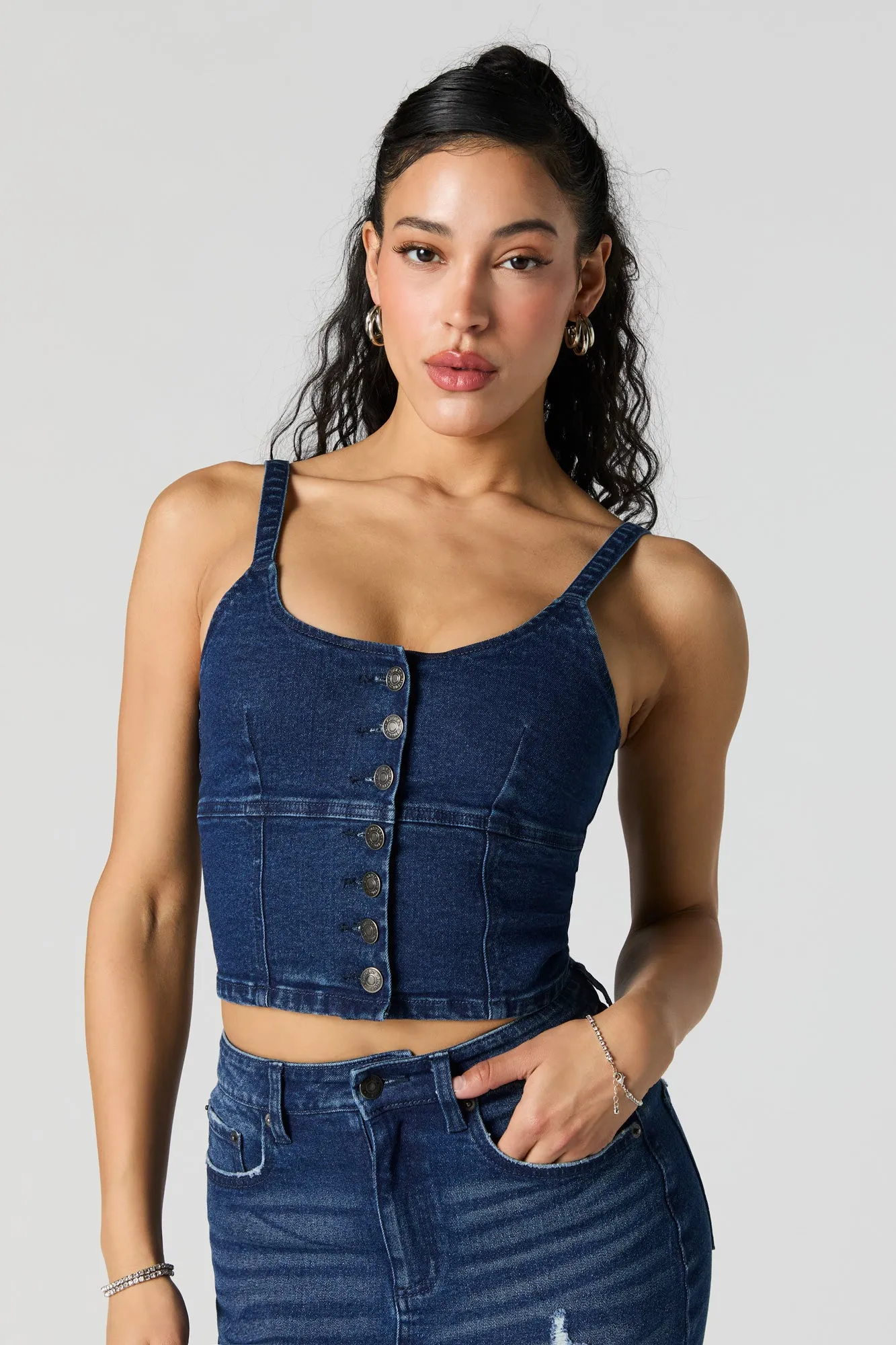 Corset boutonné en denim