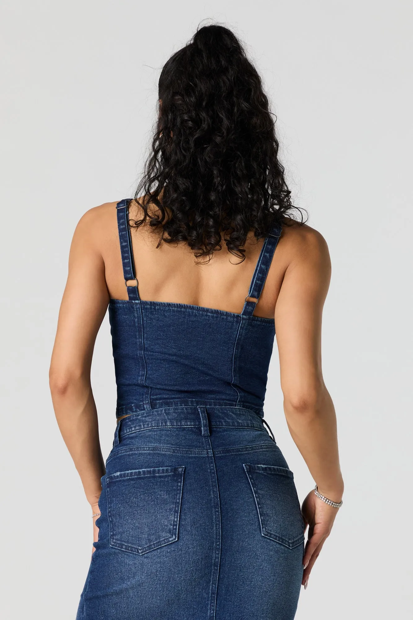 Corset boutonné en denim