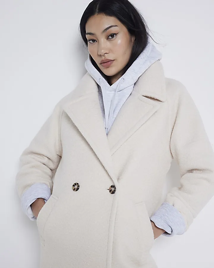 Cream Double breasted Slouch Coat