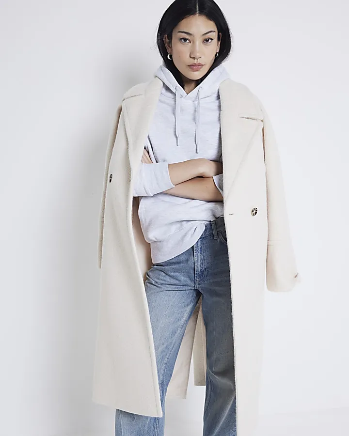 Cream Double breasted Slouch Coat