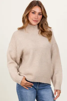 Cream Mock Neck Oversized Sweater