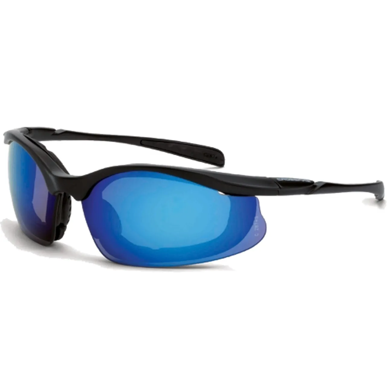 Crossfire Concept Matte Black Half-Frame Foam Lined Blue Mirror Lens Safety Glasses 828 - Box of 12