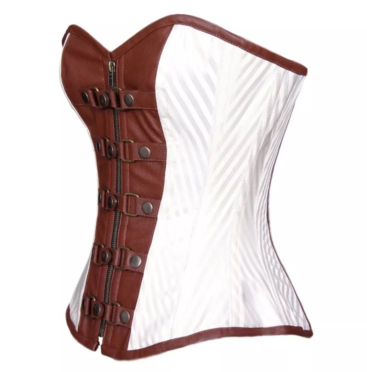 Daring Diva: Bold Overbust Corset With PU Leather & Sleek Steel Structure