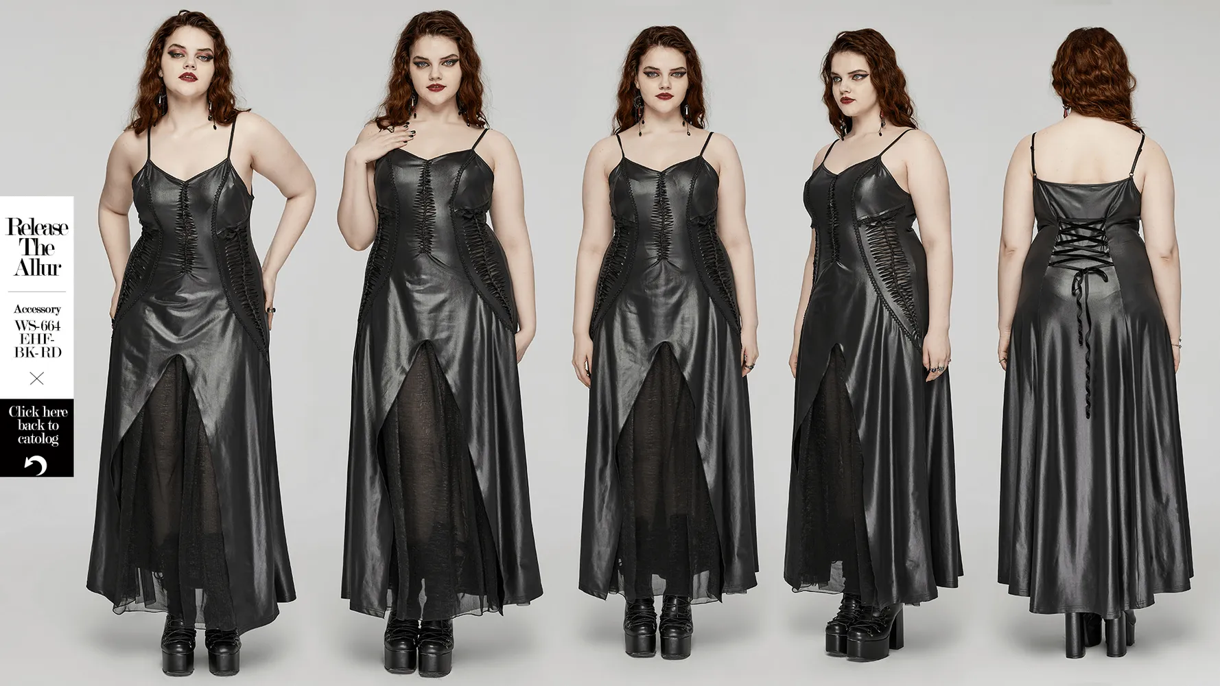 Daring Gothic Maxi Dress with Straps and Lace-up Back