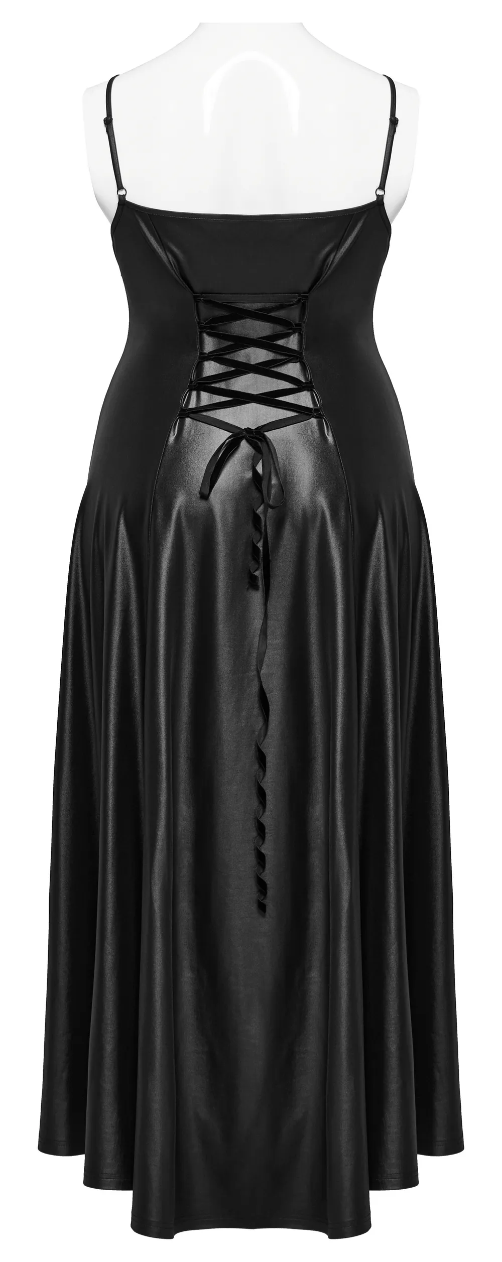 Daring Gothic Maxi Dress with Straps and Lace-up Back