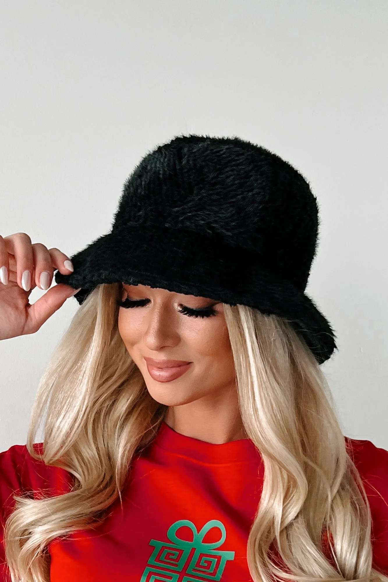 Doorbuster It's Hat Season Faux Fur Bucket Hat (Black)