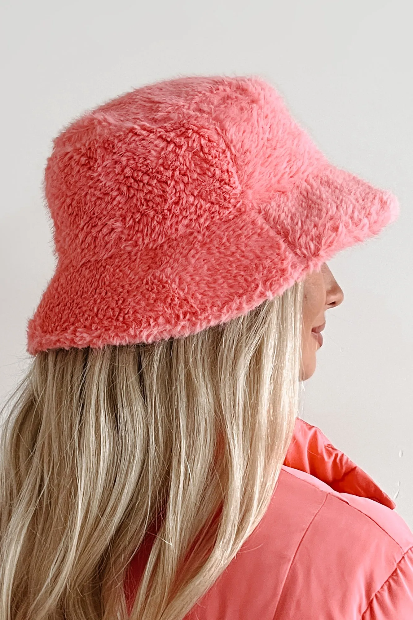 Doorbuster It's Hat Season Faux Fur Bucket Hat (Pink)