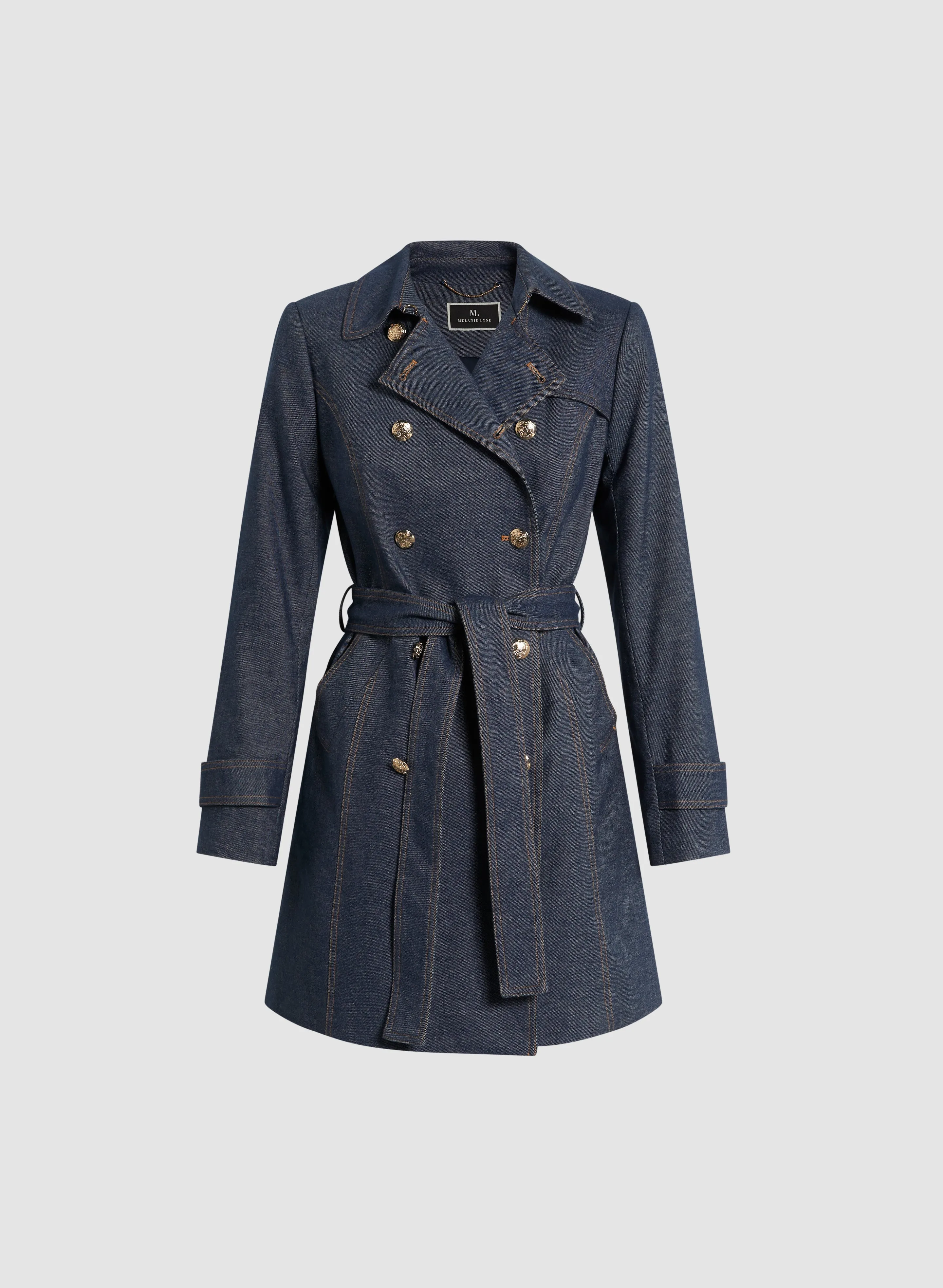 Double-Breasted Denim Trench Coat