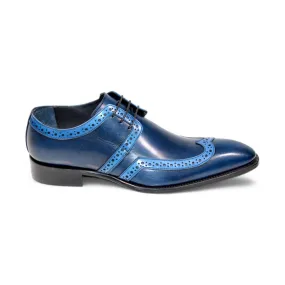 Duca Savona Men's Shoes Navy/Light Blue Calf-Skin Leather Oxfords (D1065)