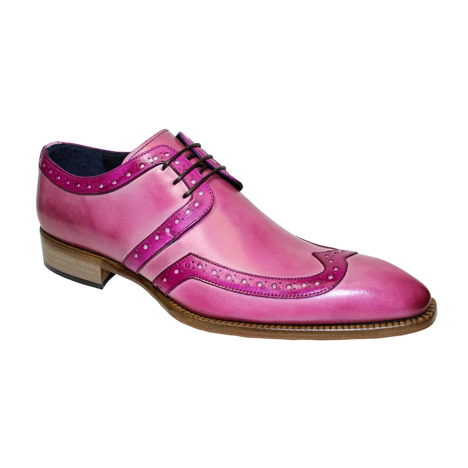 Duca Savona Men's Shoes Pink/Fuscia Calf-Skin Leather Oxfords (D1066)