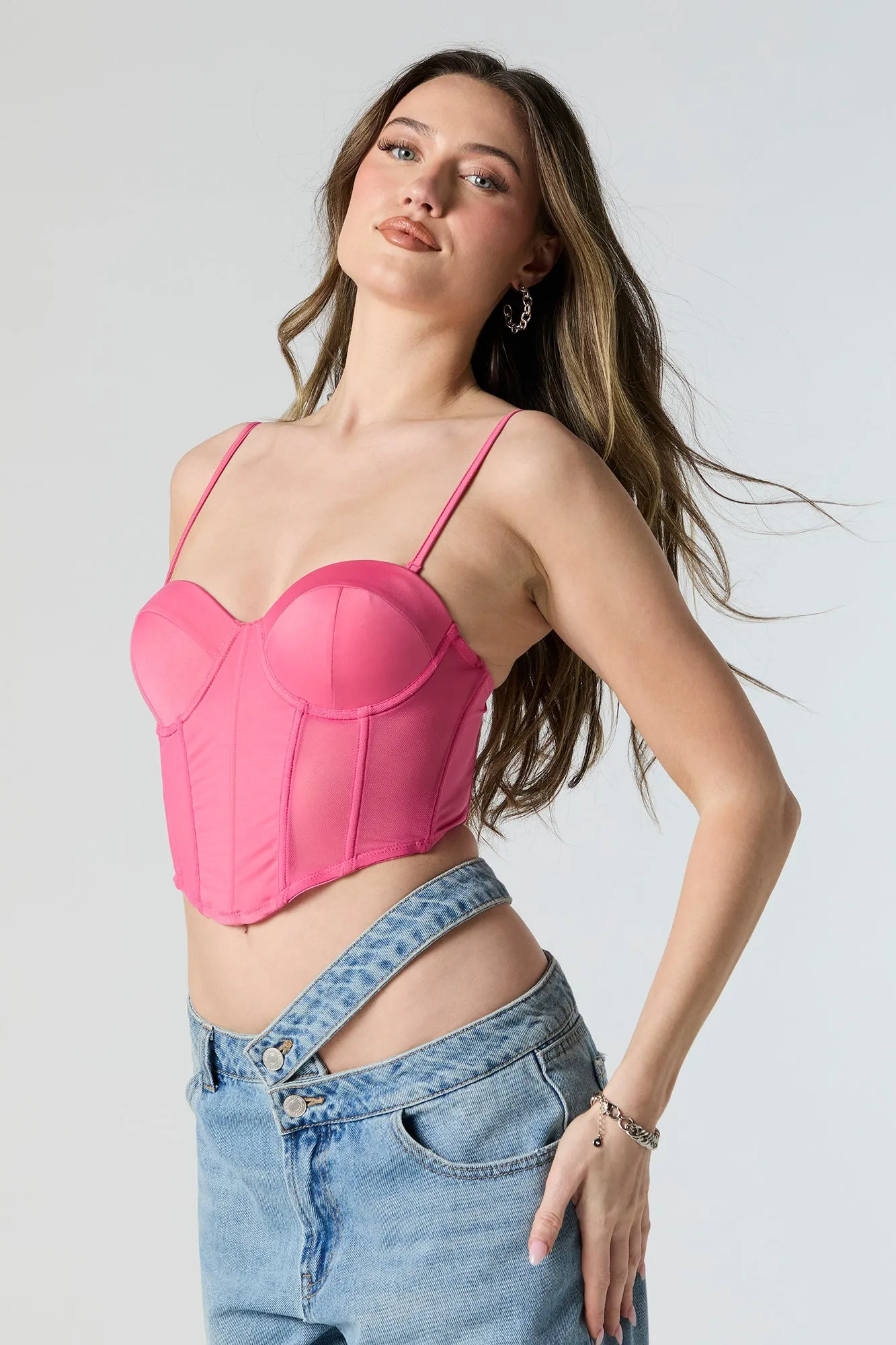 Débardeur corset en filet avec décolleté en coeur