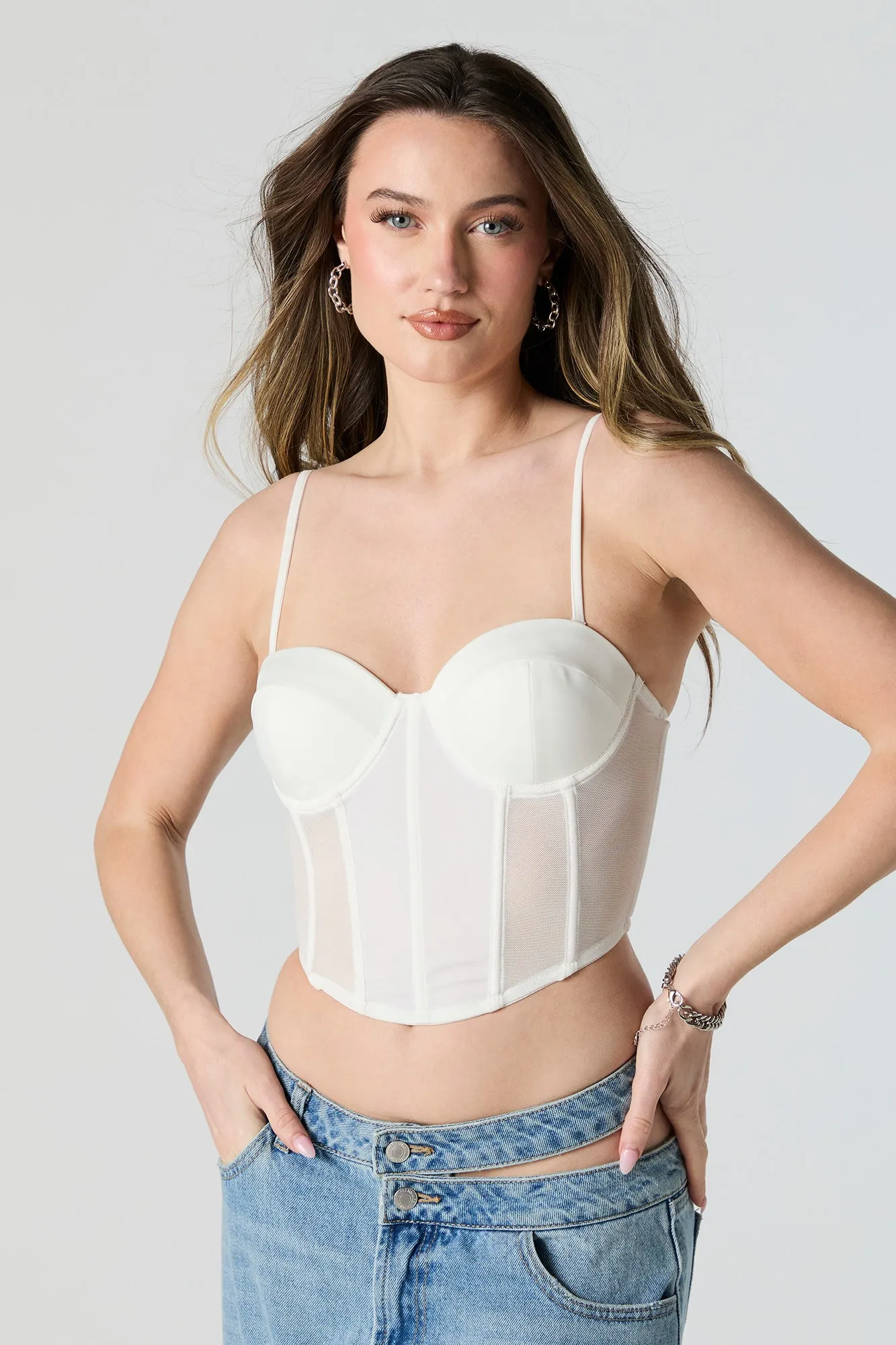 Débardeur corset en filet avec décolleté en coeur