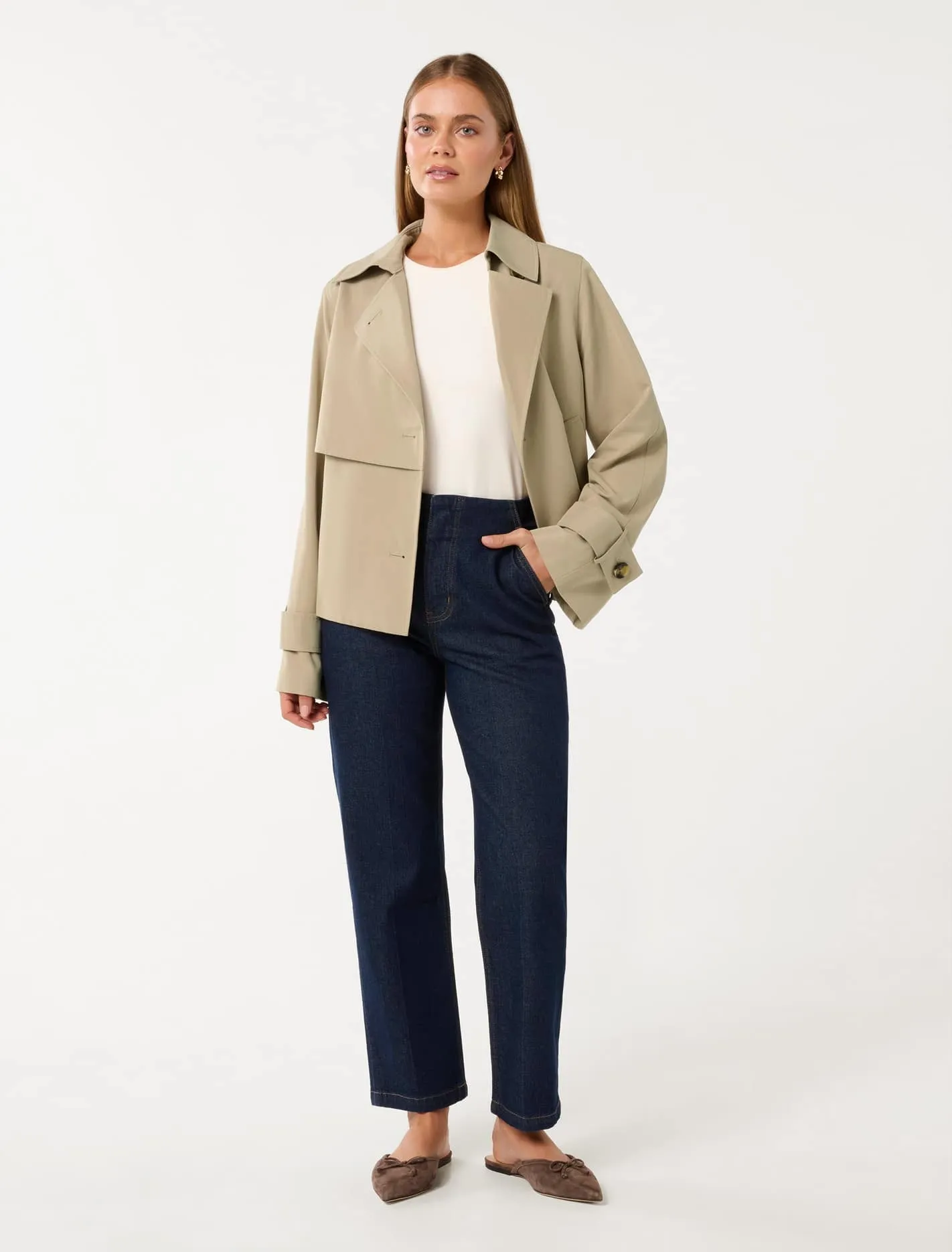 Ebony Cropped Trench Coat