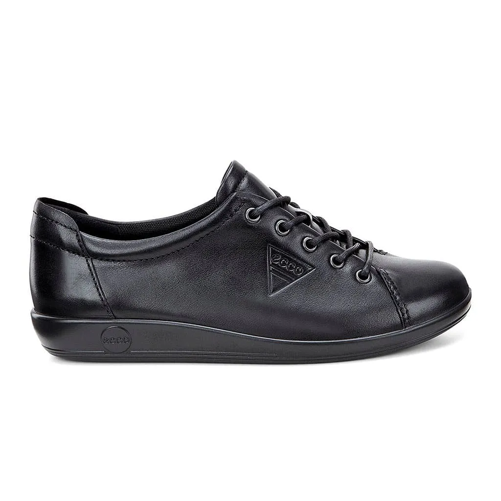 ECCO Womens Soft 2 Lace-up Sneakers Black Leather 206503