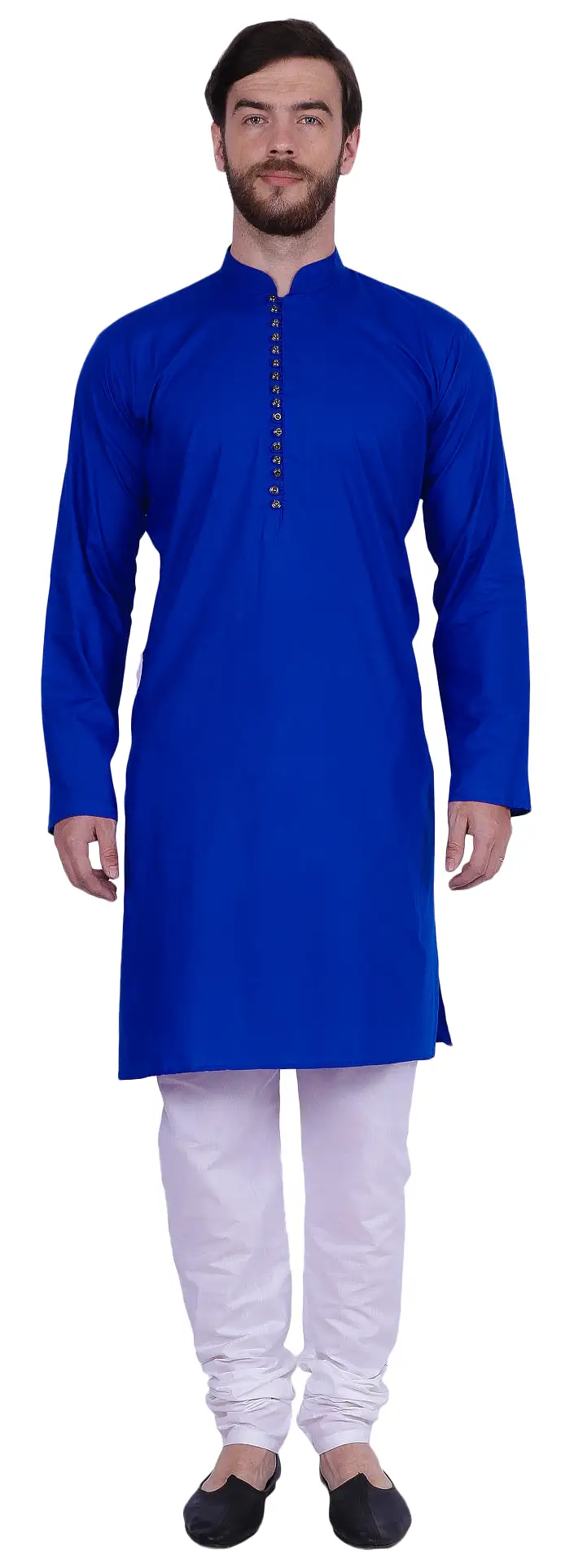 Elegant Cotton Men's Kurta Party Wear Pajama India Clothing (Blue)