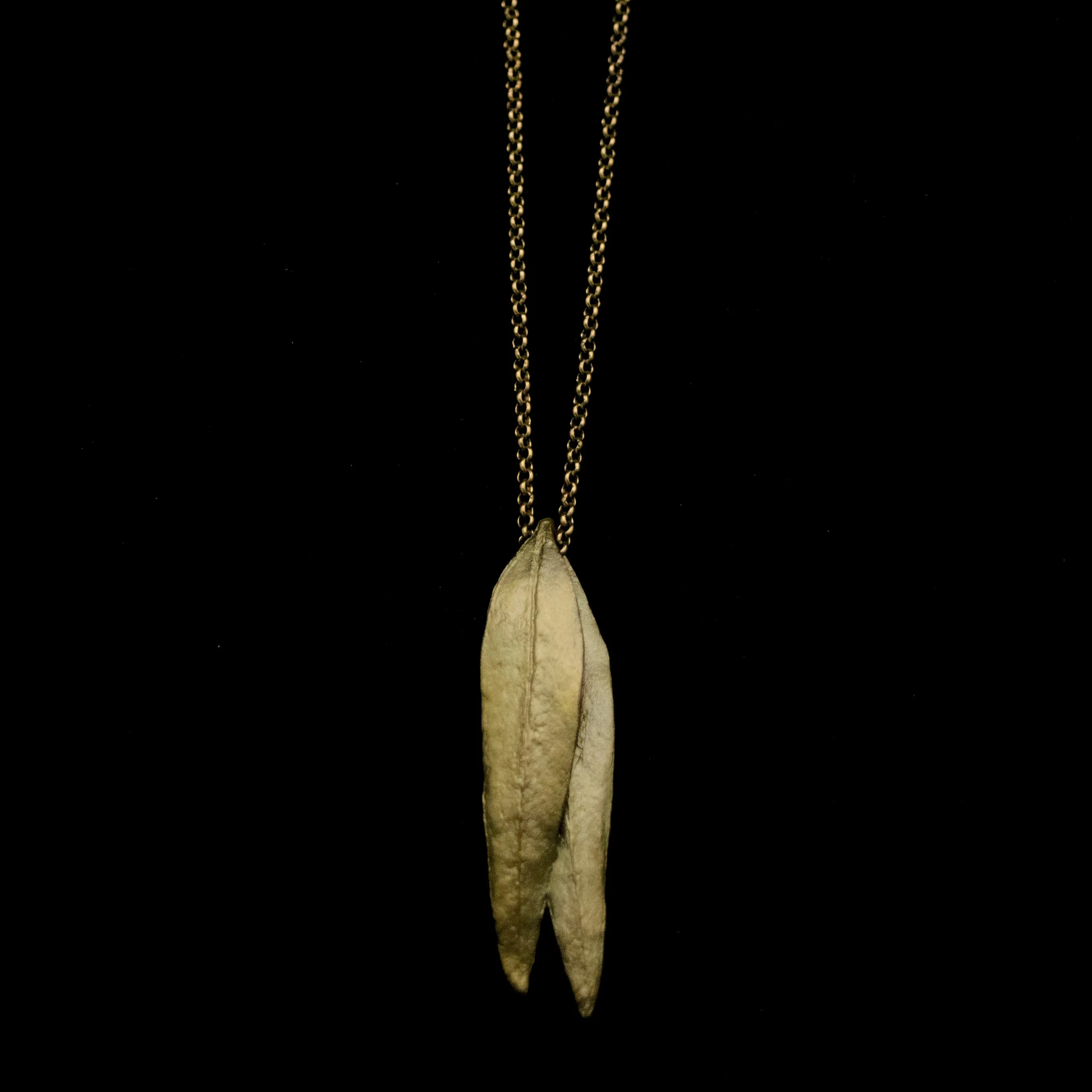 Eucalyptus 24 Inch Long Double Leaf Pendant Necklace by Michael Michaud