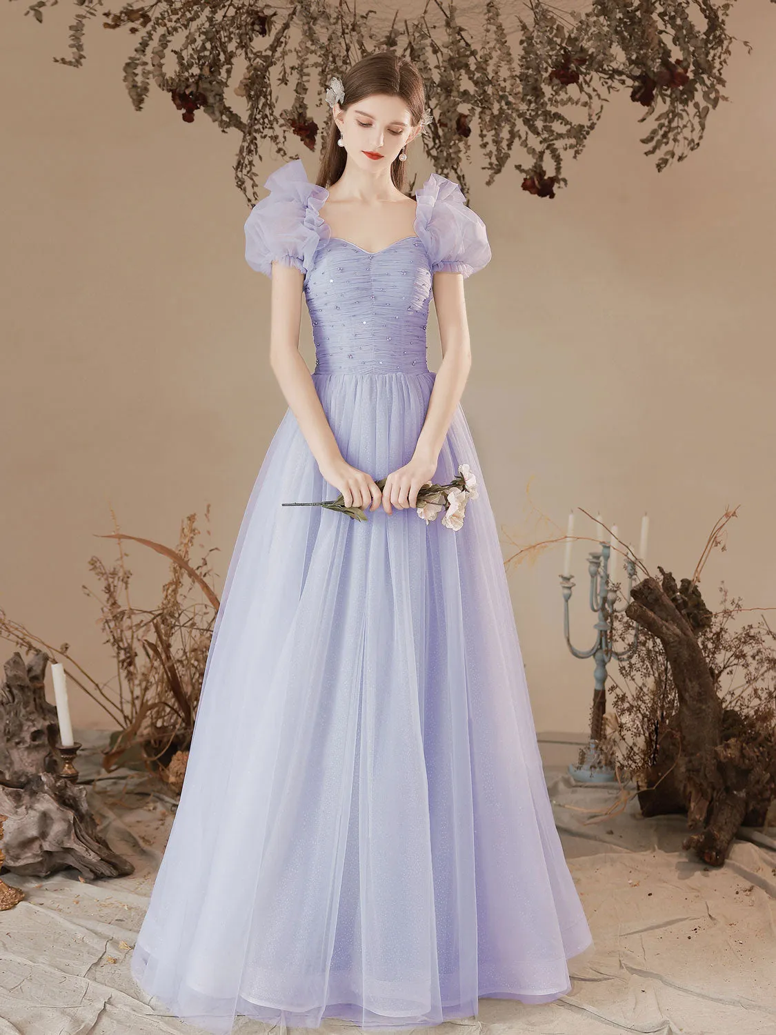 Fairy Princess Tule Light Blue Formal Dress Long Party Dress