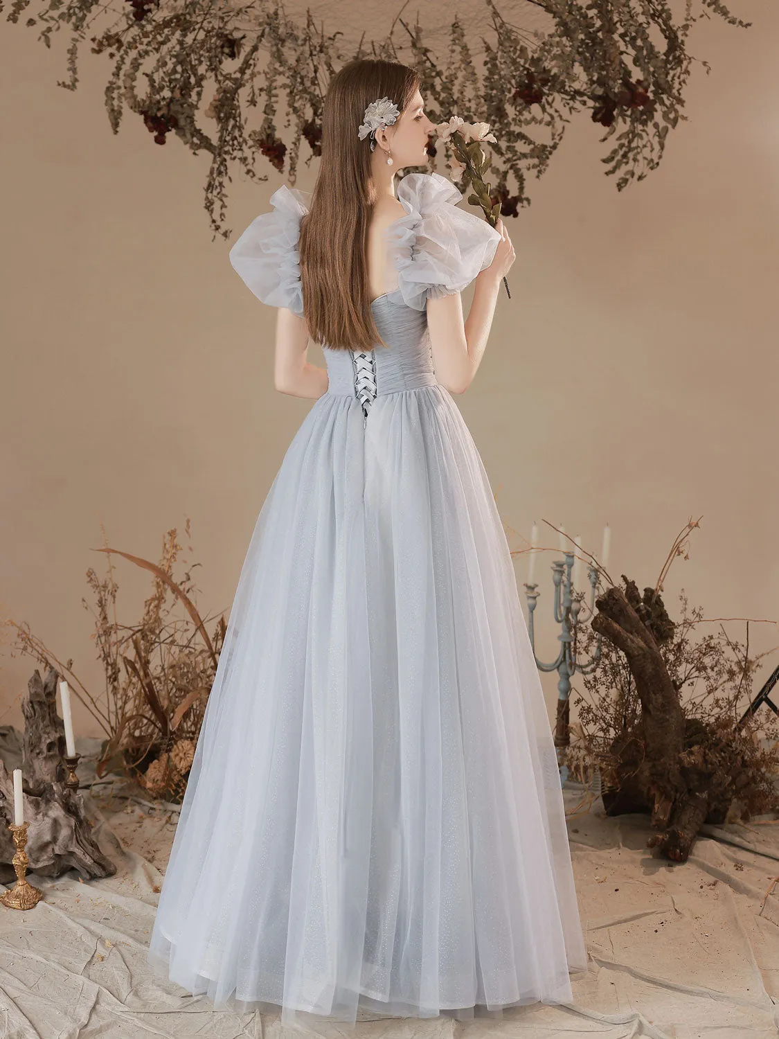 Fairy Princess Tule Light Blue Formal Dress Long Party Dress