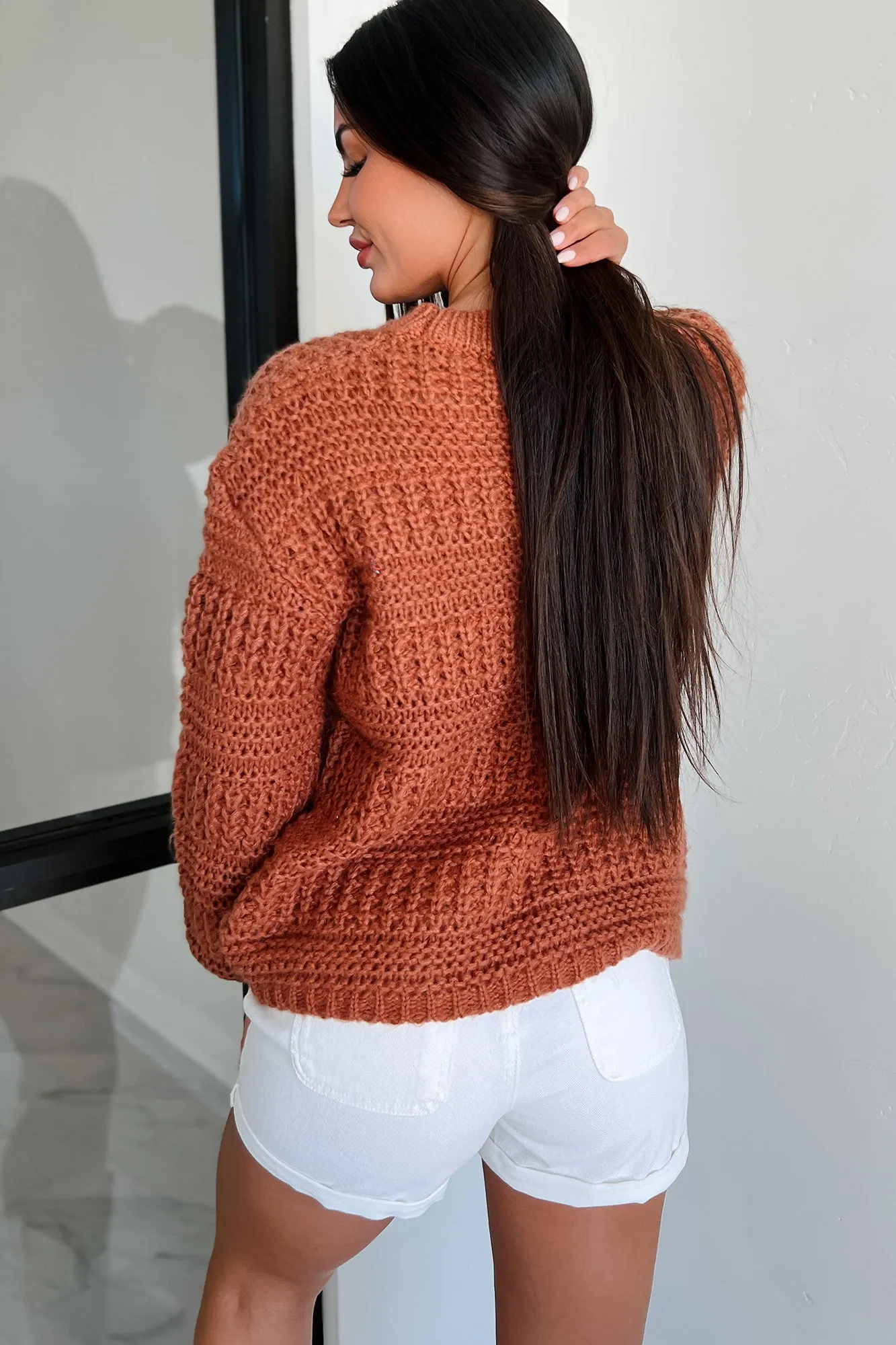 Fall Gratitude Chunky Knit Sweater (Rust)