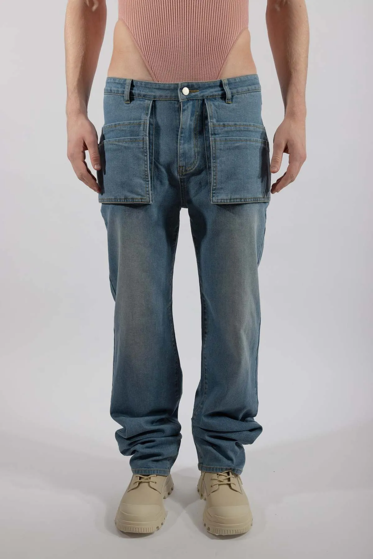 FANG Low Rise Smock Denim jeans - Washed Denim