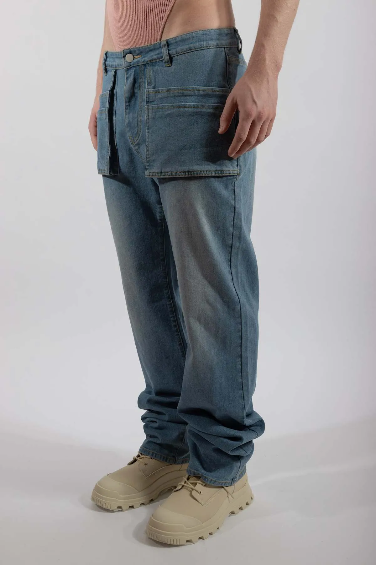 FANG Low Rise Smock Denim jeans - Washed Denim