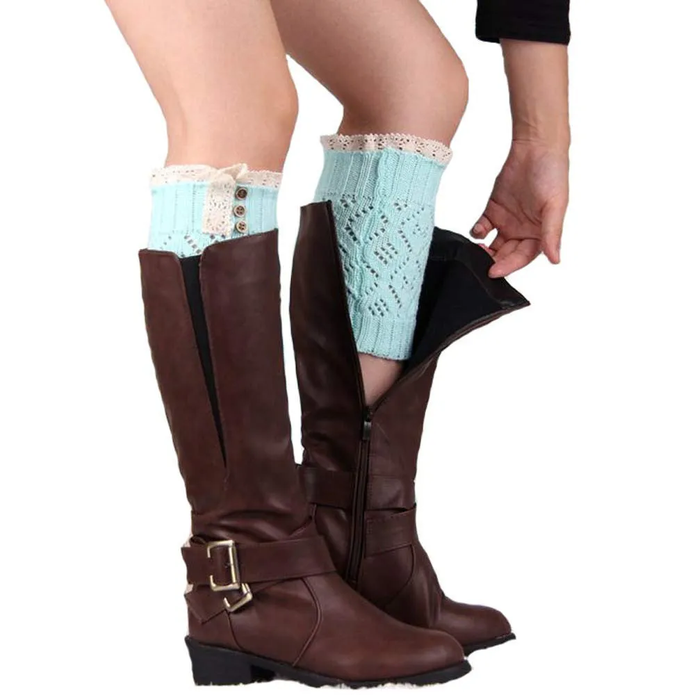 Feida knitted socks Leg warmers Women Lace Stretch Boot Leg Cuffs Boot Socks