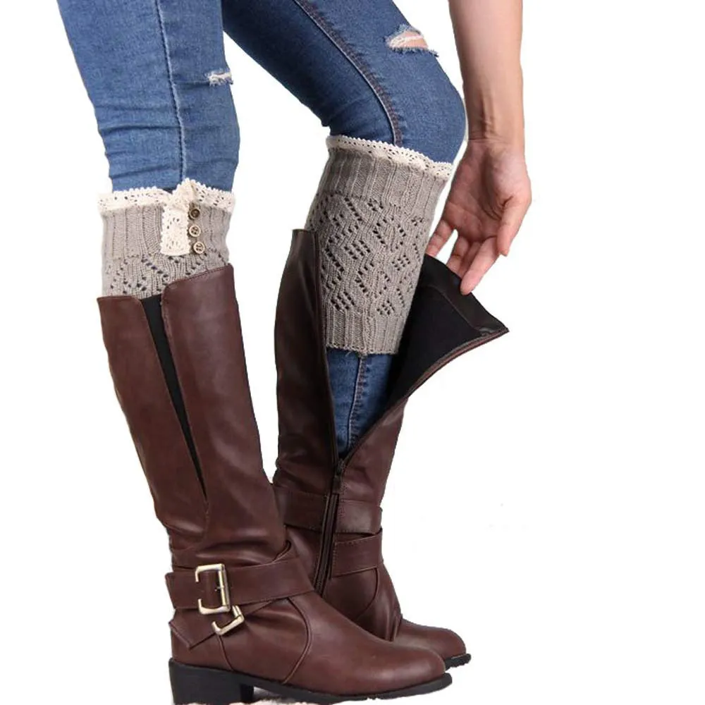 Feida knitted socks Leg warmers Women Lace Stretch Boot Leg Cuffs Boot Socks