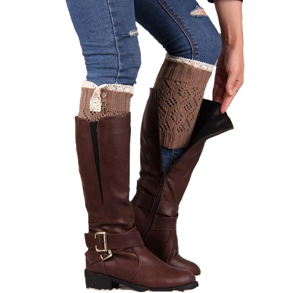 Feida knitted socks Leg warmers Women Lace Stretch Boot Leg Cuffs Boot Socks