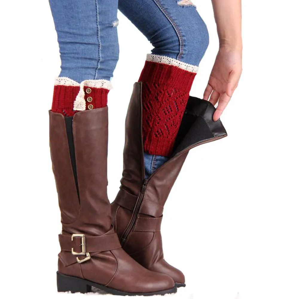 Feida knitted socks Leg warmers Women Lace Stretch Boot Leg Cuffs Boot Socks