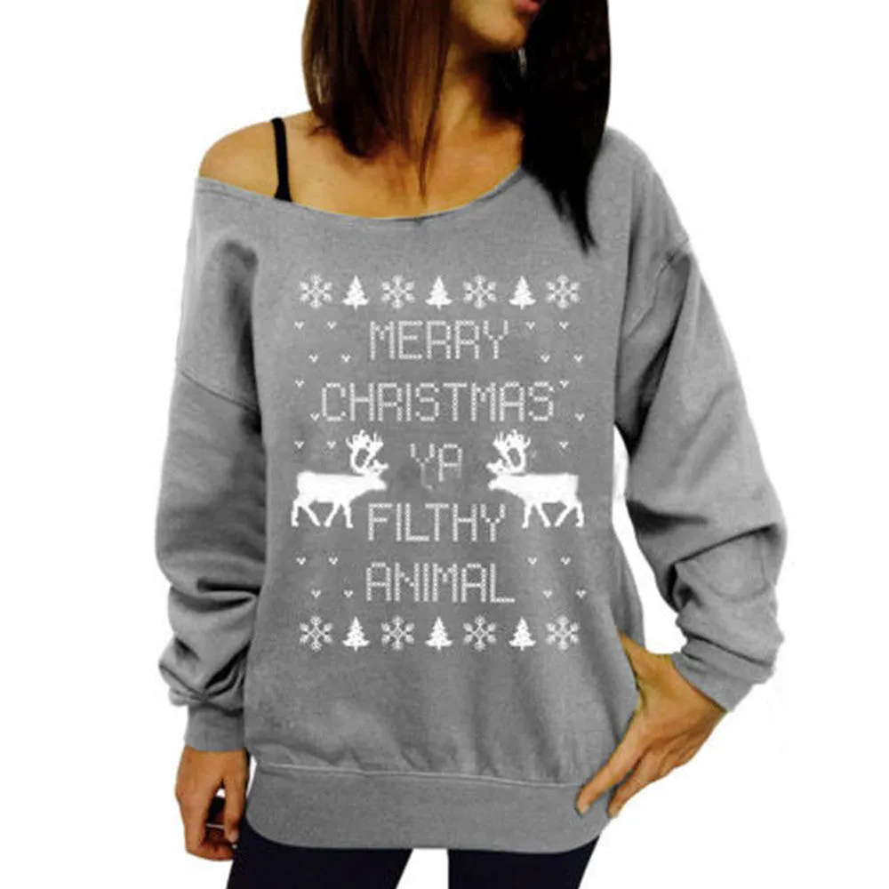 Feida Womens Jumper Pullover Xmas Hoodies Top Sweatshirt Sudaderas mujer