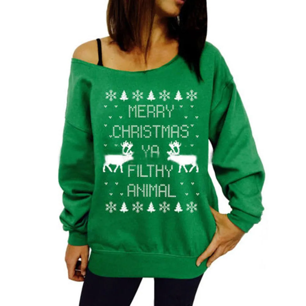 Feida Womens Jumper Pullover Xmas Hoodies Top Sweatshirt Sudaderas mujer